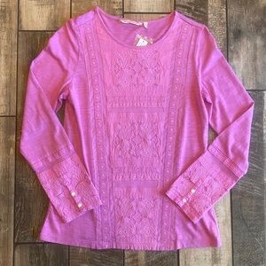 Soft Surroundings Pink Long Sleeve Top with Lace 🆕